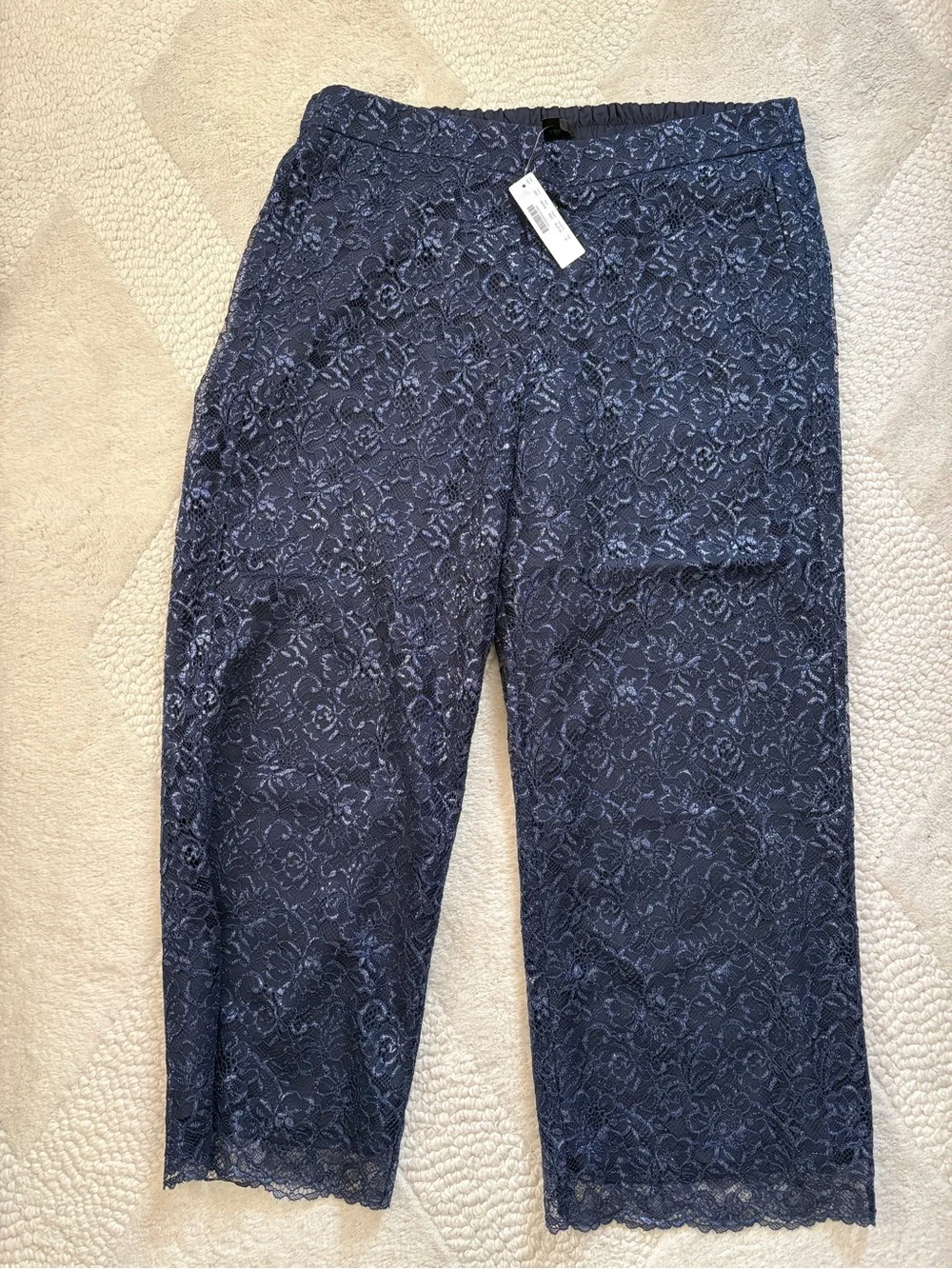 Women’s Navy Lace Wide-Leg Pants